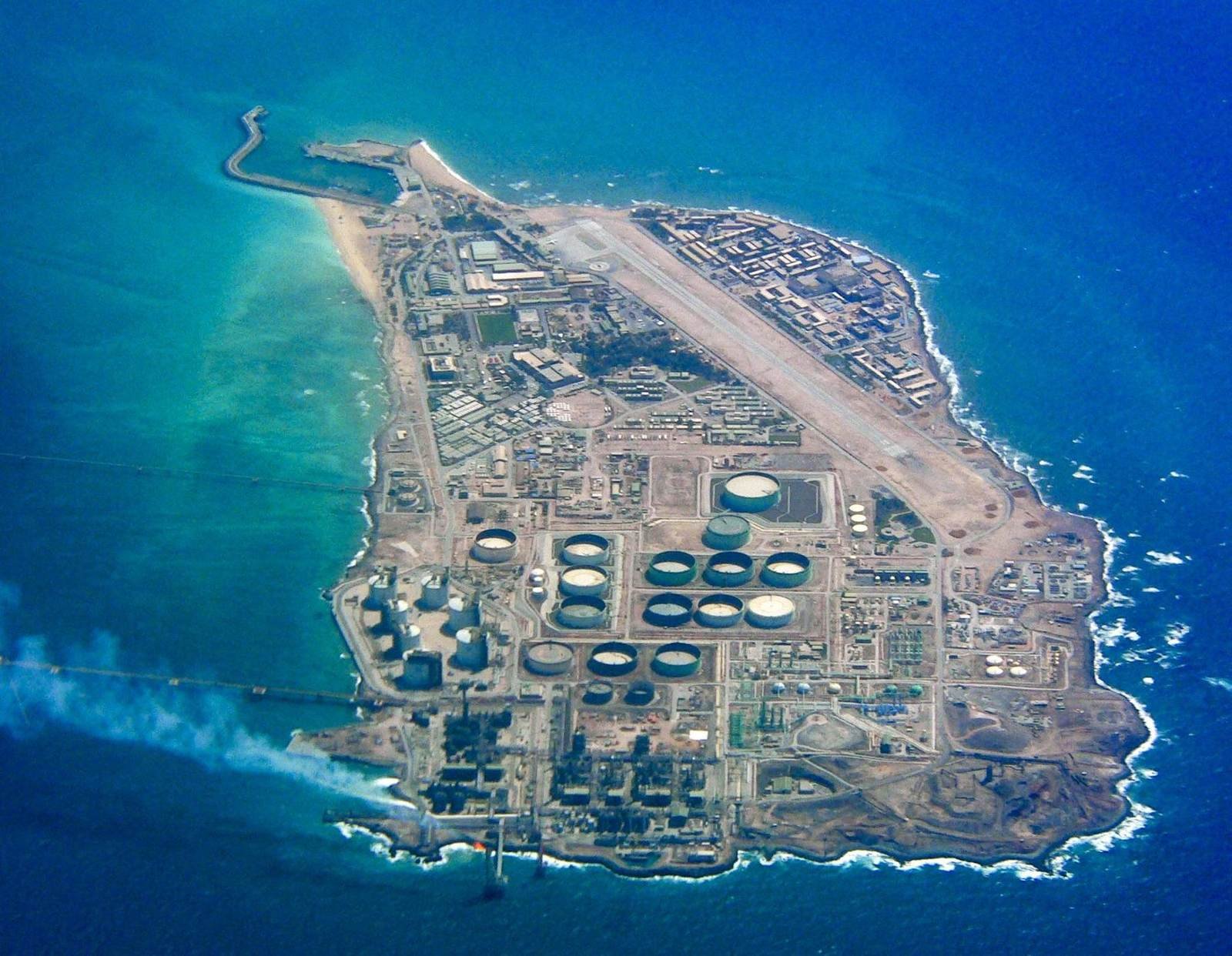 Aerial view of Das Island offshore oil and gas processing facility